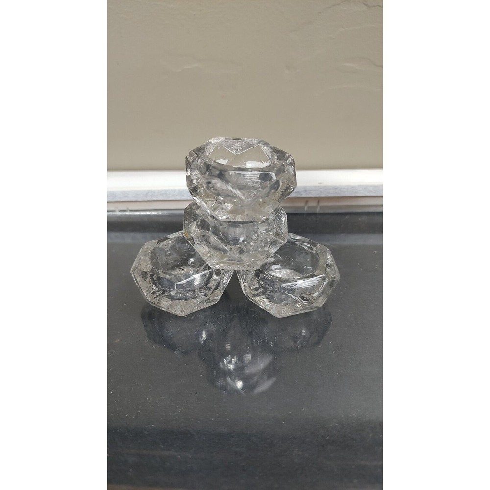 Antique Salt Cellar Dishes Cut Glass X 4